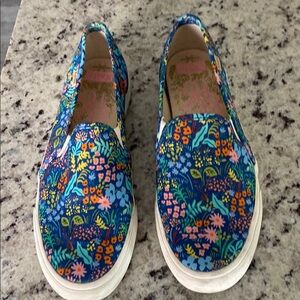 Keds Blue Floral Slip-On Sneakers